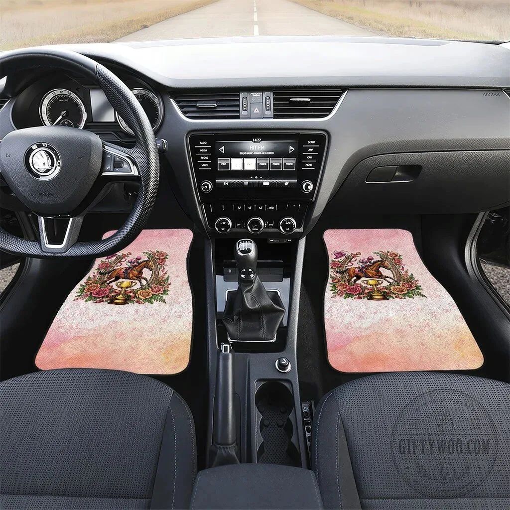 Melbourne Horse Race Floral Horseshoe Pink Rose Car Mat Set 10 Melbourne Horse Race Floral Horseshoe Pink Rose Car Mat Set