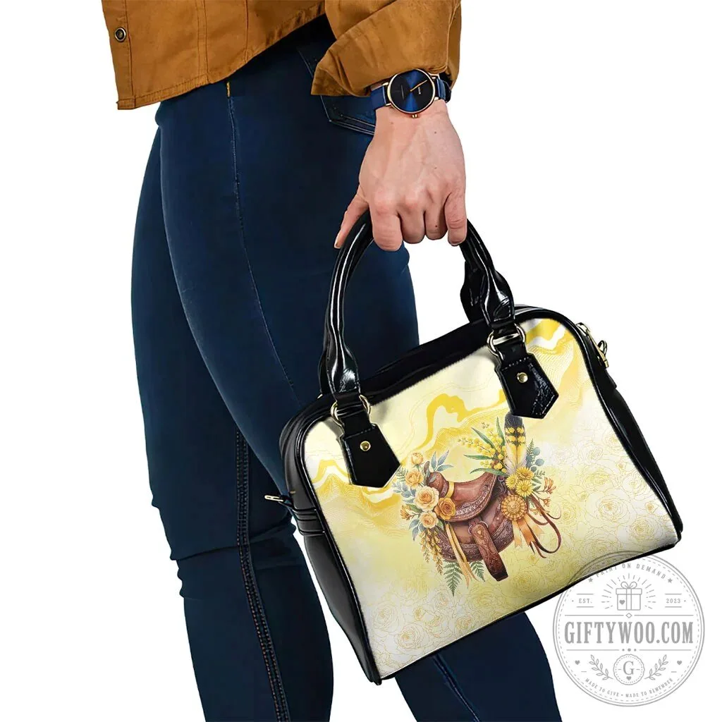 Yellow Rose Wattle Flowers Horse Saddle Floral Shoulder Handbag 12 Yellow Rose Wattle Flowers Horse Saddle Floral Shoulder Handbag