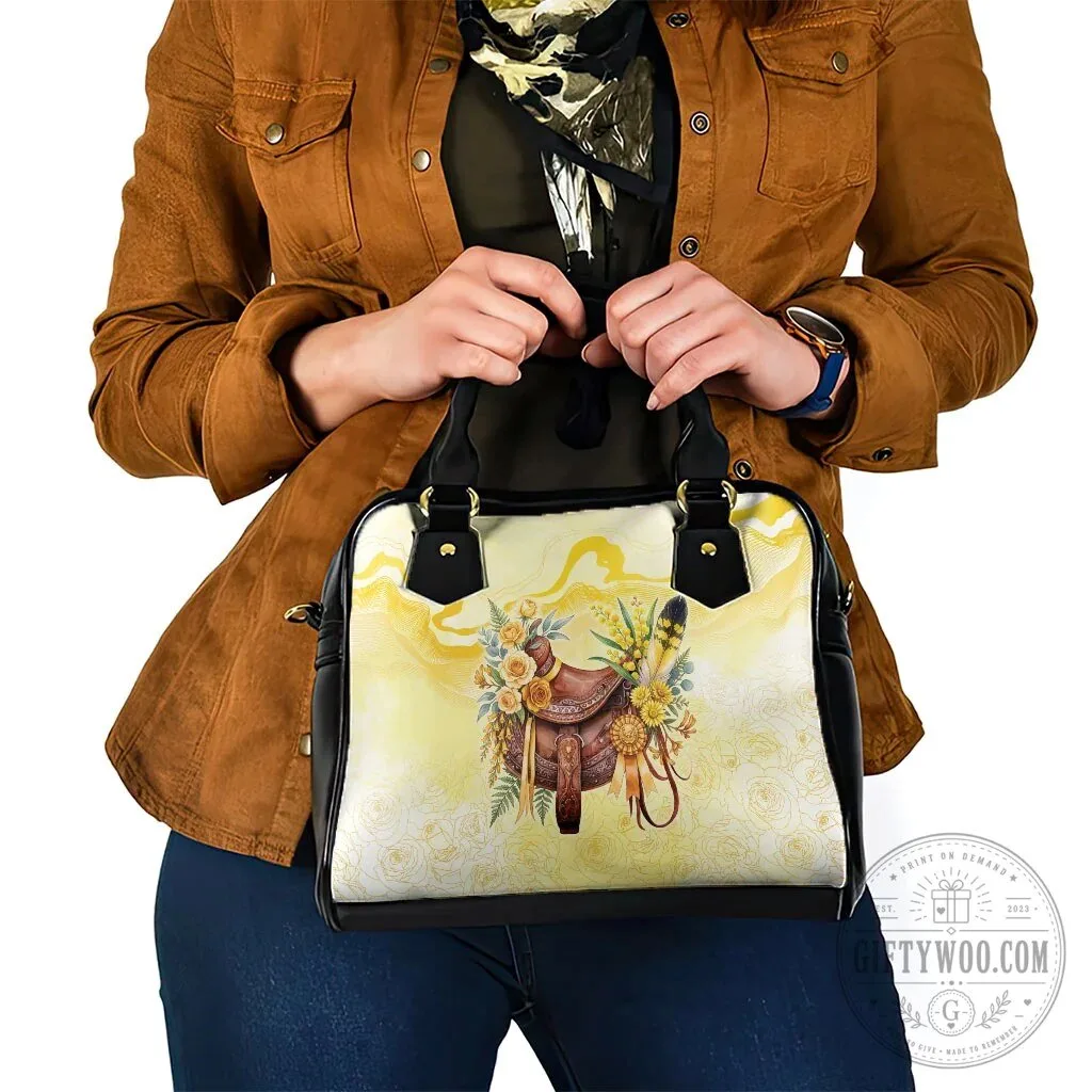 Yellow Rose Wattle Flowers Horse Saddle Floral Shoulder Handbag 13 Yellow Rose Wattle Flowers Horse Saddle Floral Shoulder Handbag