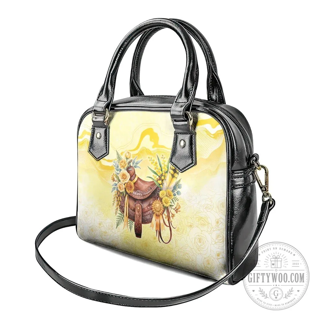 Yellow Rose Wattle Flowers Horse Saddle Floral Shoulder Handbag 14 Yellow Rose Wattle Flowers Horse Saddle Floral Shoulder Handbag