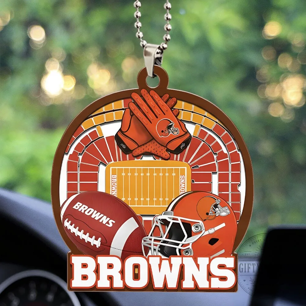 Cleveland Browns Football Stadium Helmet Gloves Car Hanging Ornament