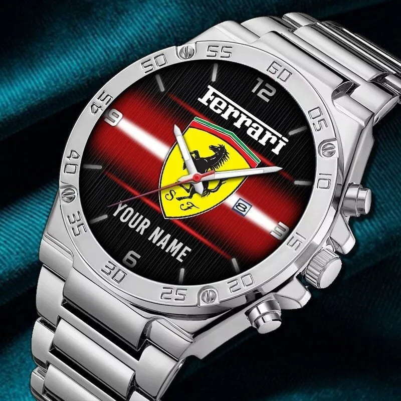 Personalized Ferrari Sports Car Logo Elegant Fashion Design Watch
