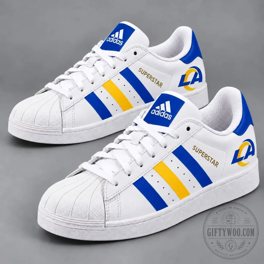 Los Angeles Rams Team Colors Superstar Style Sneakers Los Angeles Rams Team Colors Superstar Style Sneakers