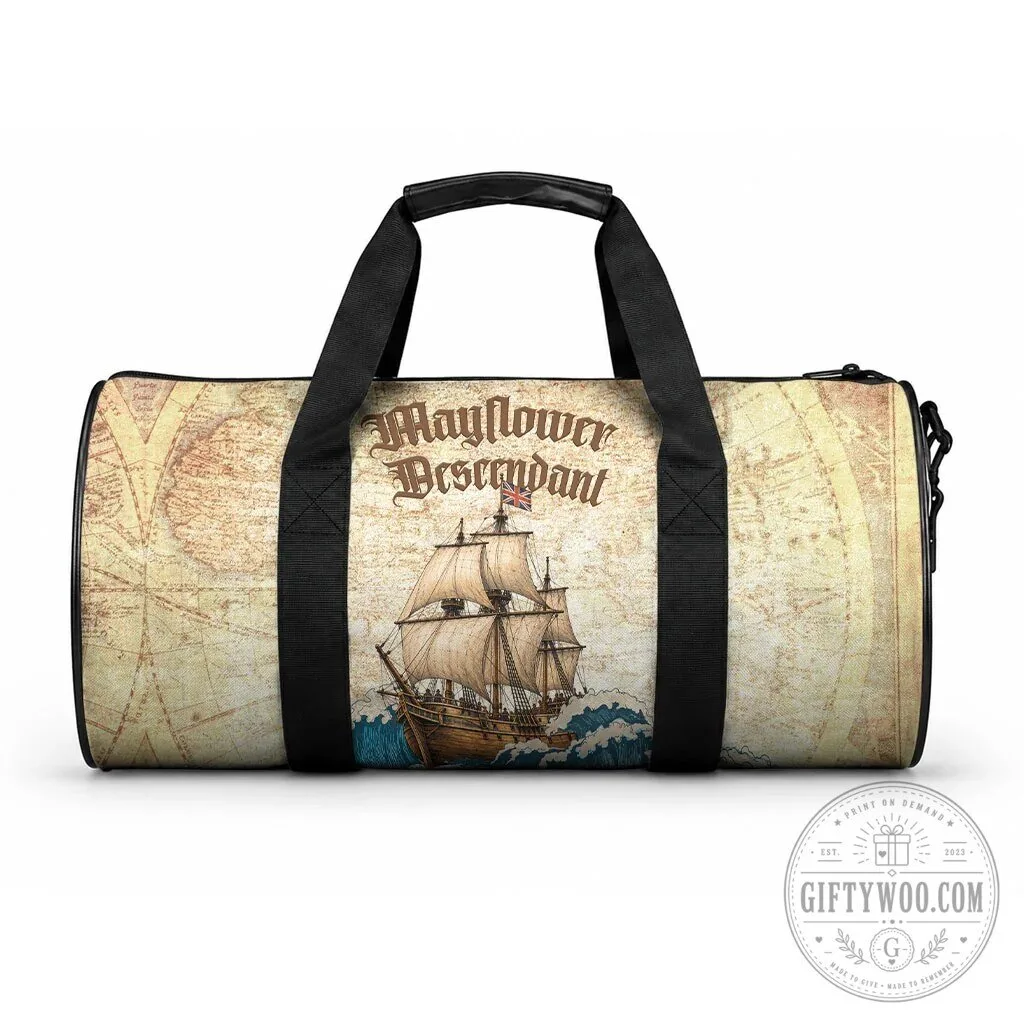 Mayflower Descendant Vintage Nautical Map Ocean Waves Duffle Bag 7 Mayflower Descendant Vintage Nautical Map Ocean Waves Duffle Bag