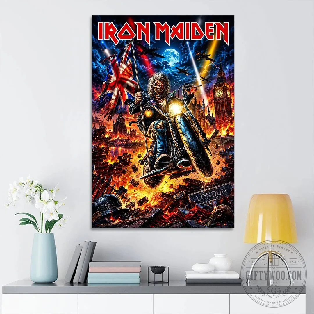 Iron Maiden London Eddie the Head Heavy Metal Band Canvas Wall Art