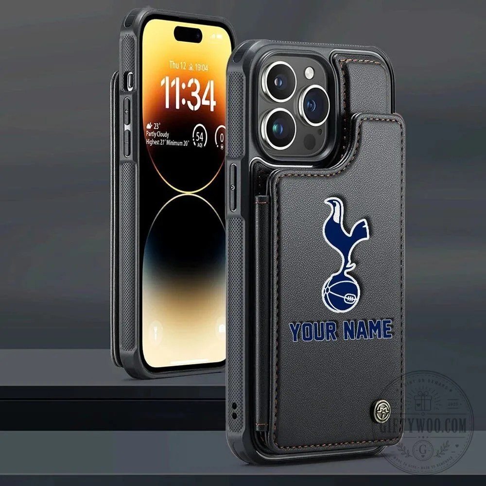Tottenham Hotspur Personalized Name Leather Flip Wallet Phone Case