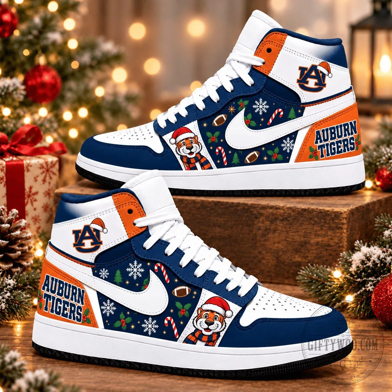 Auburn Tigers Christmas Holiday High-Top Sneakers – Festive College Football Shoes
