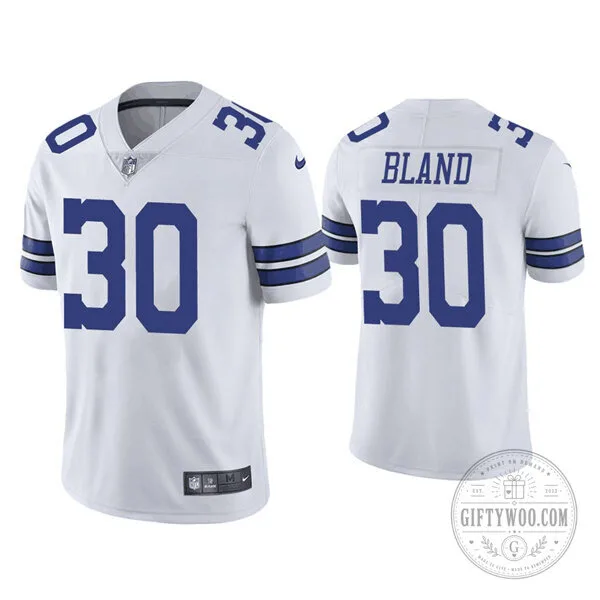 Daron Bland Dallas Cowboys White Number 30 Football Jersey