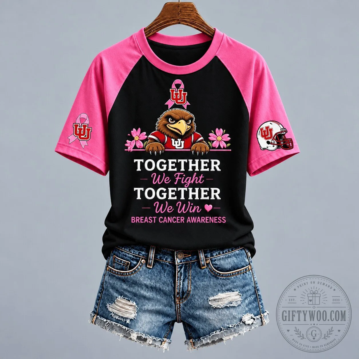 Utah Utes Football Breast Cancer Awareness Together We Fight T-Shirt