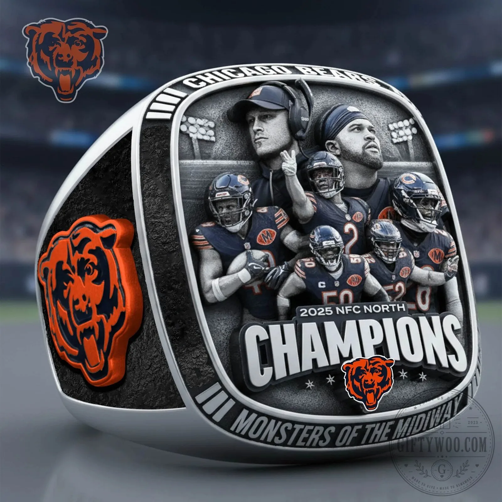 Chicago Bears 2025 NFC North Champions Monsters of the Midway Ring
