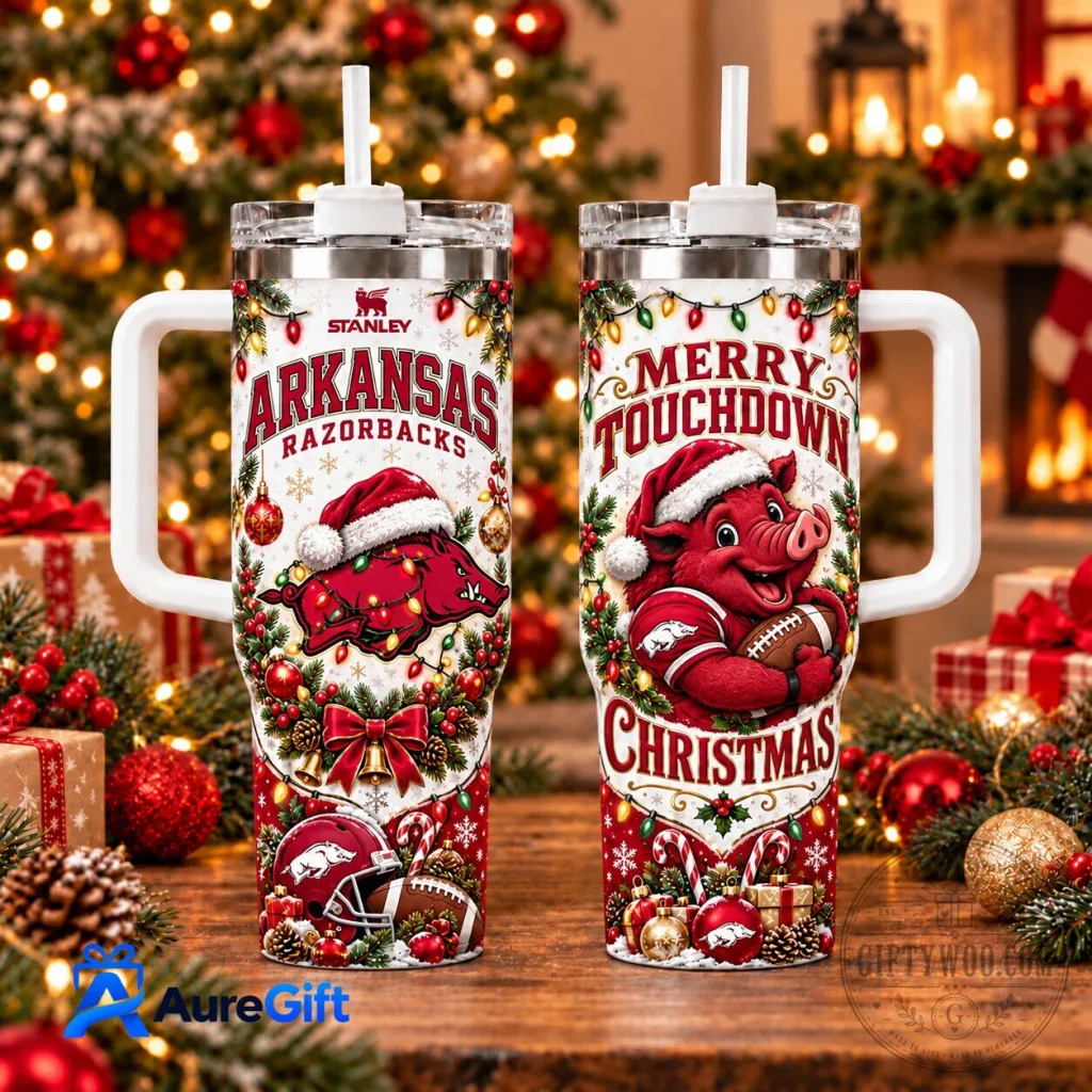 Arkansas Razorbacks Merry Touchdown Christmas Holiday Stainless Steel Tumbler Arkansas Razorbacks Merry Touchdown Christmas Holiday Stainless Steel Tumbler